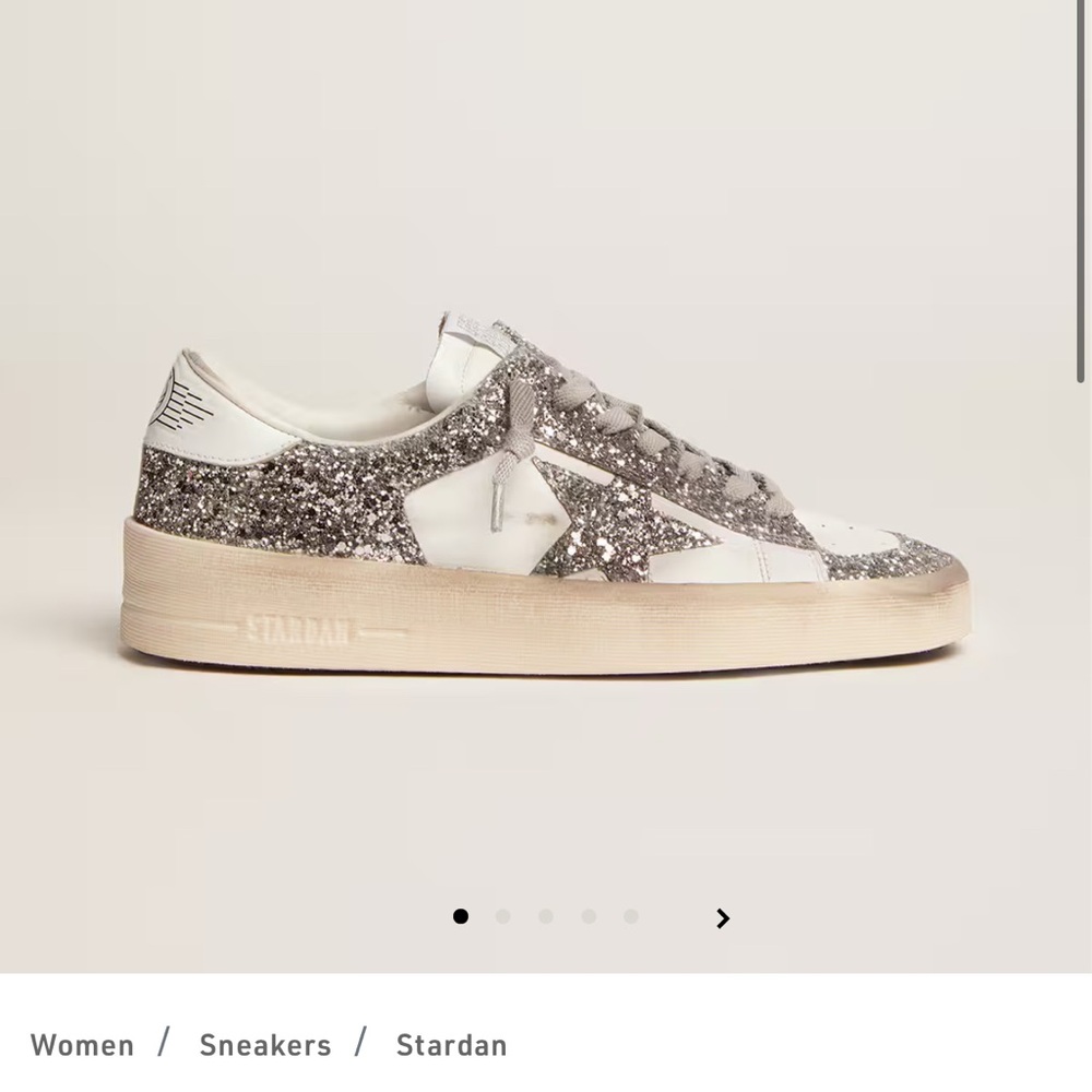 Golden Goose Silver Glitter Stardan Sneakers Size 8.5